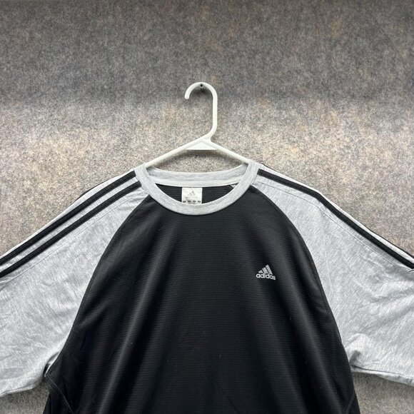 Adidas Shirt Men Large Grey Black Crewneck Training Polyester Soccer Jersey - Picture 10 of 11